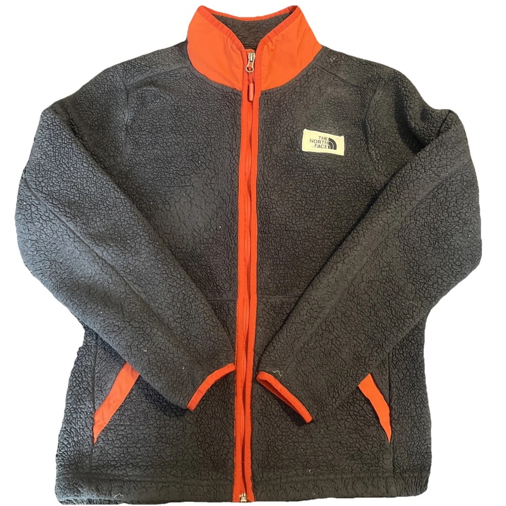 The North Face Fleece Jacket Mens S Gray Orange Sherpa Full Zip‎ Gorpcore Hiking